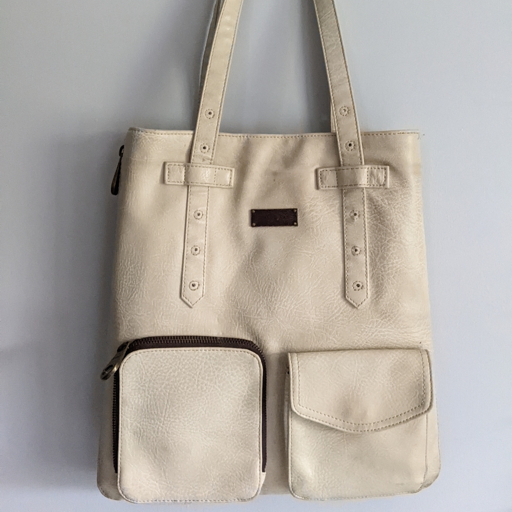 Matt & Nat Expandable Cream Tote Satchel